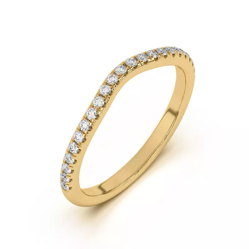 14K Yellow Gold Marie Classic Curved Pavé Band
