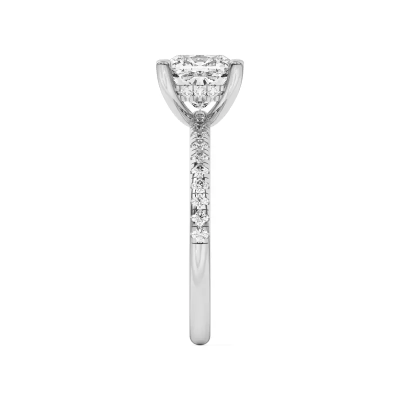 18K White Gold Marie Classic Hidden Halo Pavé Engagement Ring