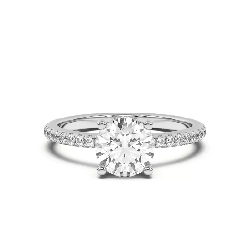 18K White Gold Marie Classic Hidden Halo Pavé Engagement Ring