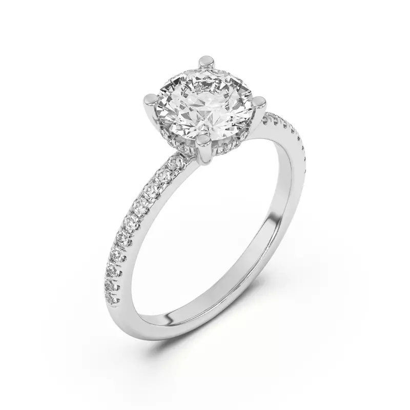 18K White Gold Marie Classic Hidden Halo Pavé Engagement Ring