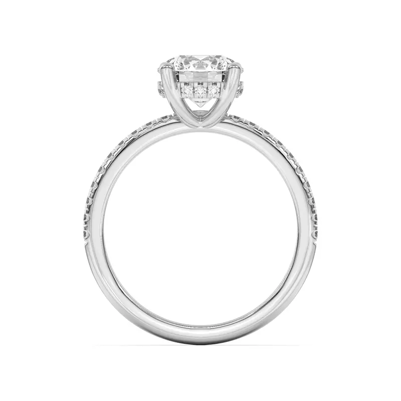 18K White Gold Marie Classic Hidden Halo Pavé Engagement Ring
