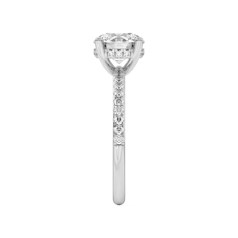 18K White Gold Marie Classic Hidden Halo Pavé Engagement Ring
