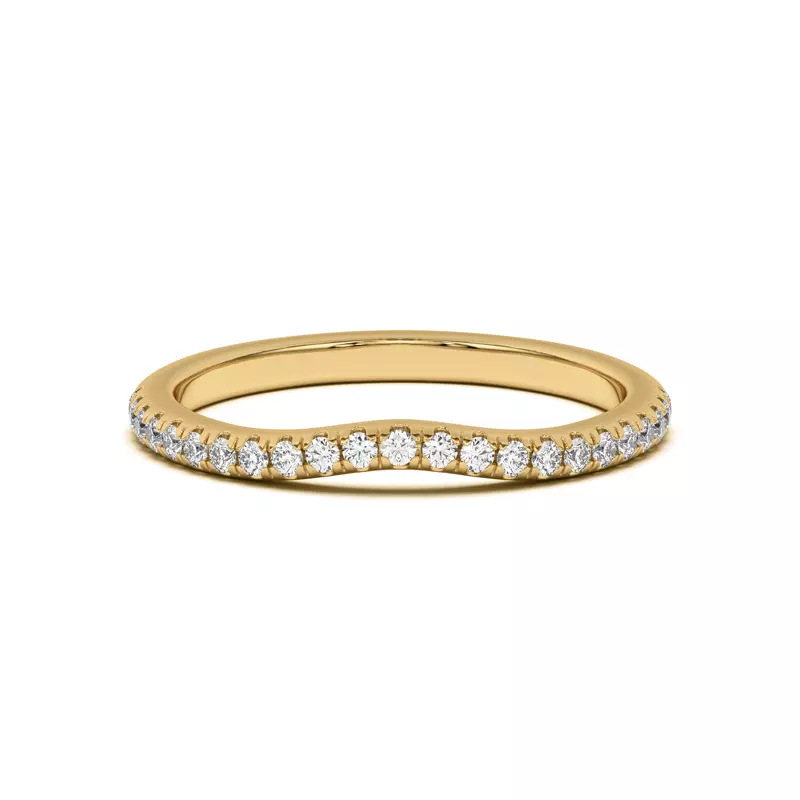 18K Yellow Gold Marie Classic Curved Pavé Band