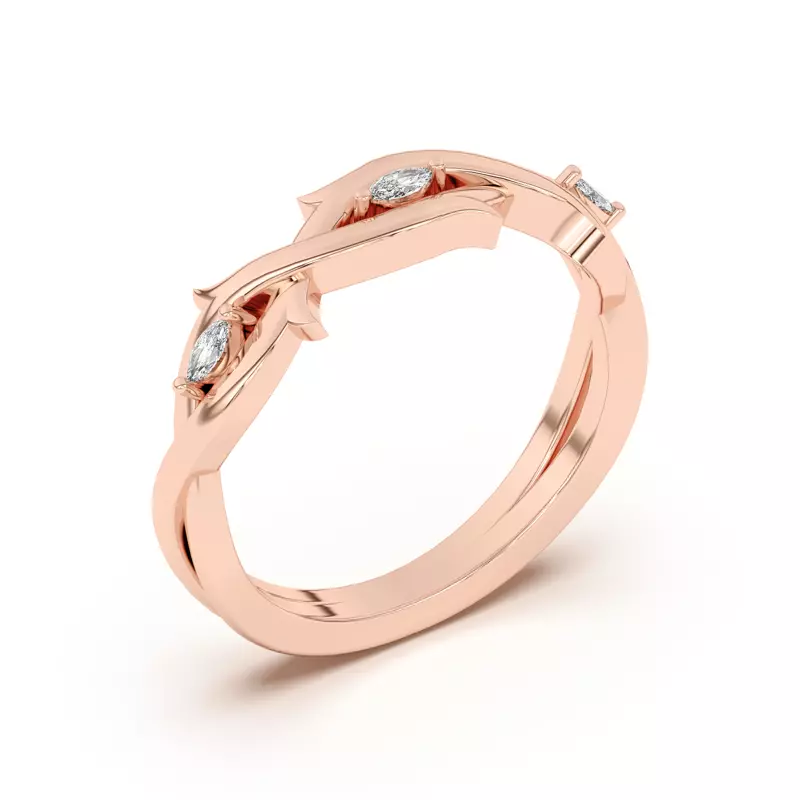 14K Rose Gold Robin Marquise Diamond Thorn Band