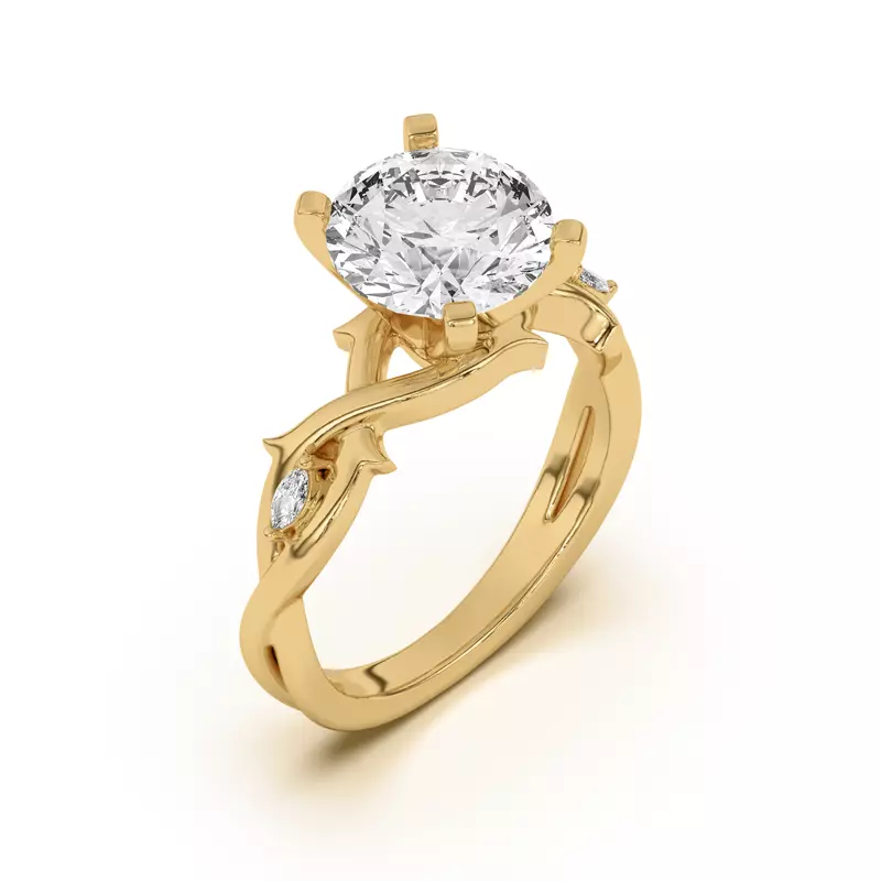 14K Yellow Gold Robin Marquise Diamond Thorn Engagement Ring
