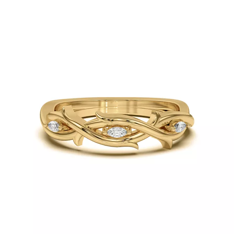 14K Yellow Gold Robin Marquise Diamond Thorn Band