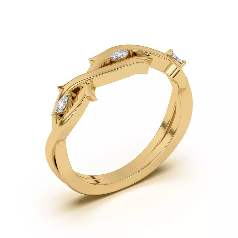 14K Yellow Gold Robin Marquise Diamond Thorn Band
