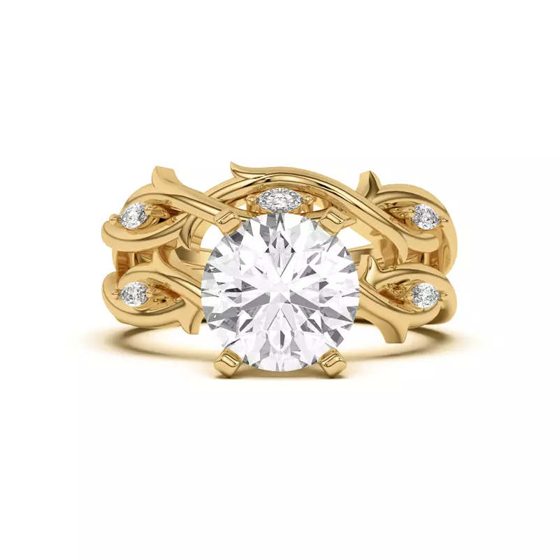 14K Yellow Gold Robin Marquise Diamond Thorn Band