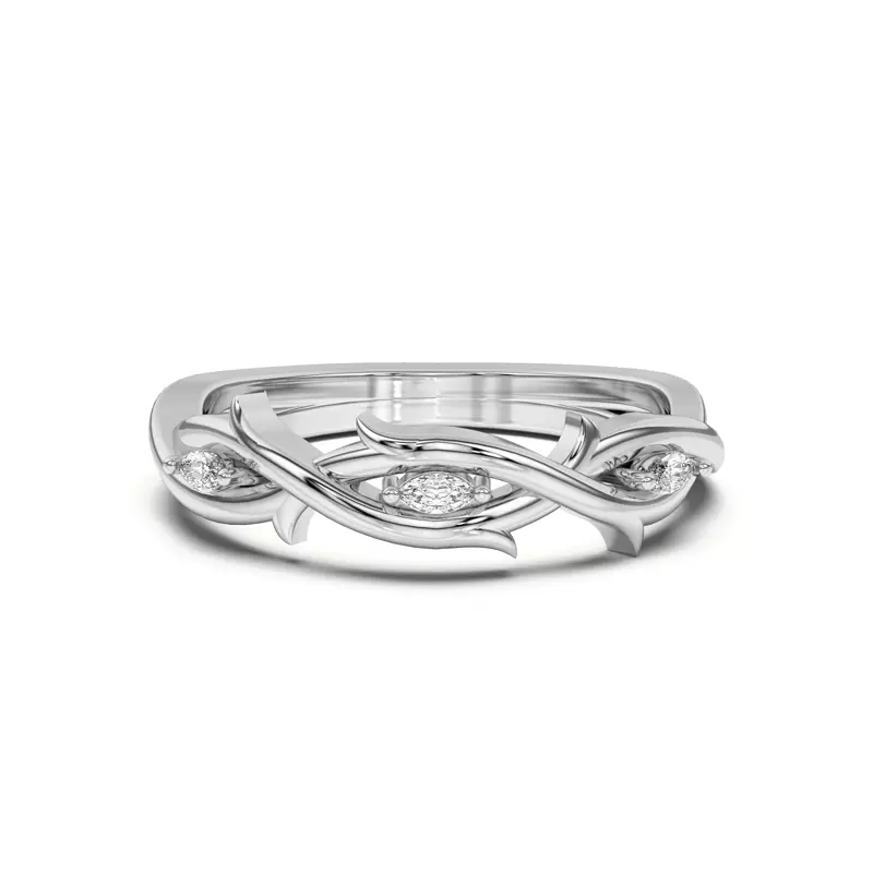 18K White Gold Robin Marquise Diamond Thorn Band