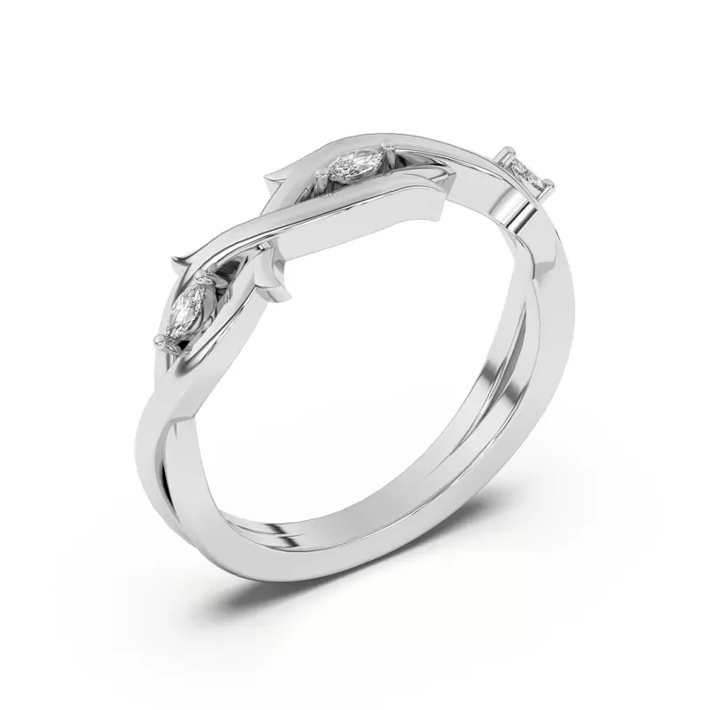 18K White Gold Robin Marquise Diamond Thorn Band