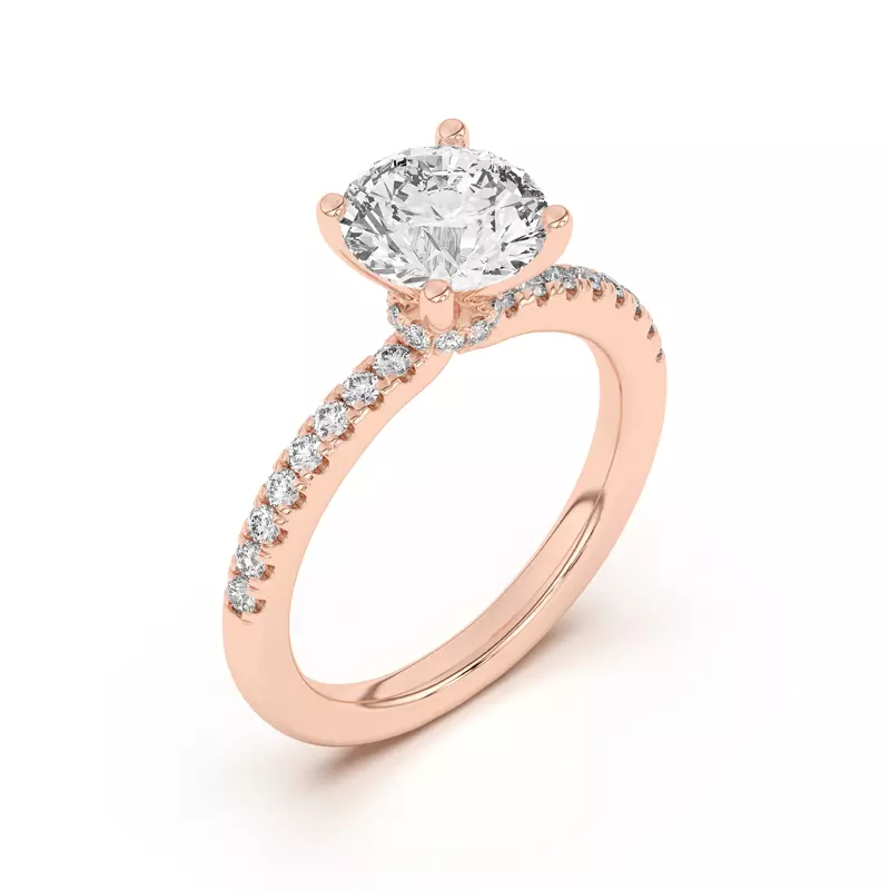 18K Rose Gold Britta Pavé Hidden Circlet And Band Engagement Ring