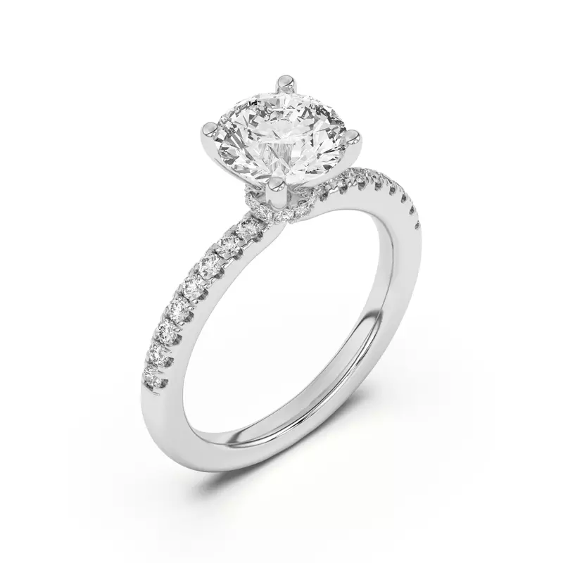 18K White Gold Britta Pavé Hidden Circlet And Band Engagement Ring