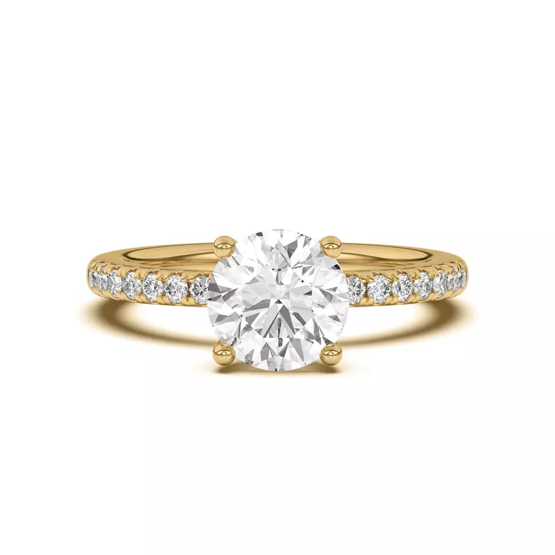 18K Yellow Gold Britta Pavé Hidden Circlet And Band Engagement Ring