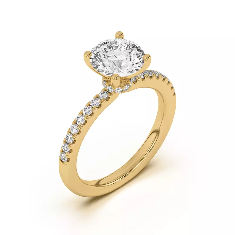 18K Yellow Gold Britta Pavé Hidden Circlet And Band Engagement Ring
