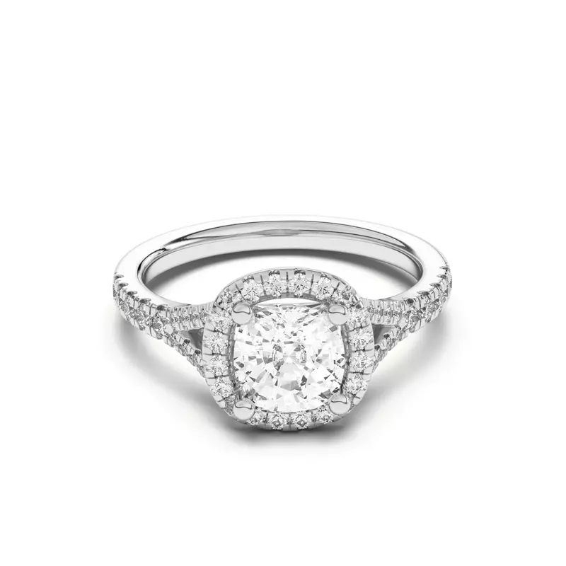 14K White Gold Sue Timeless Halo Engagement Ring