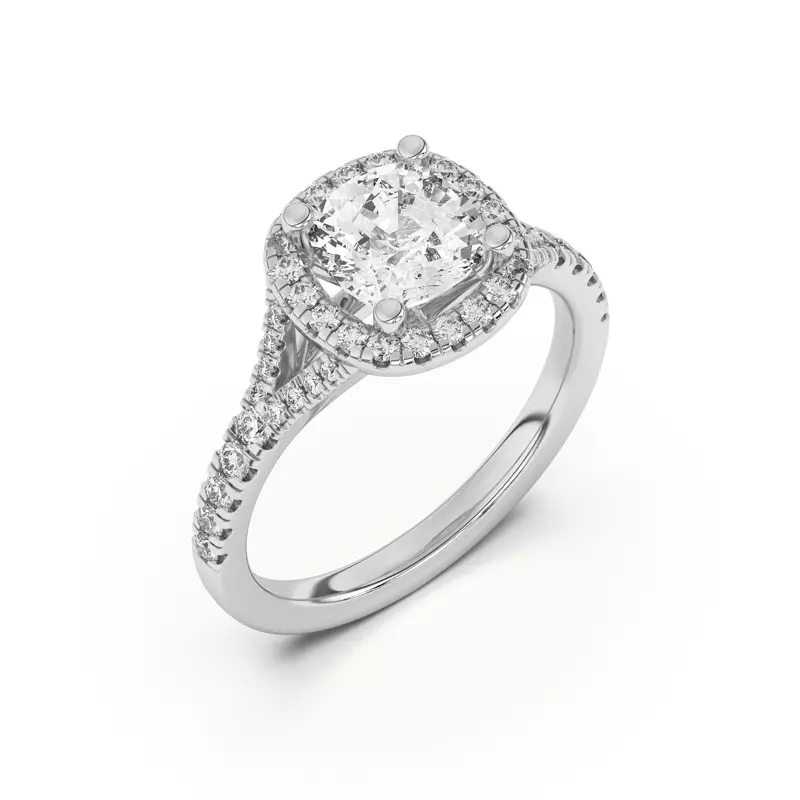 14K White Gold Sue Timeless Halo Engagement Ring