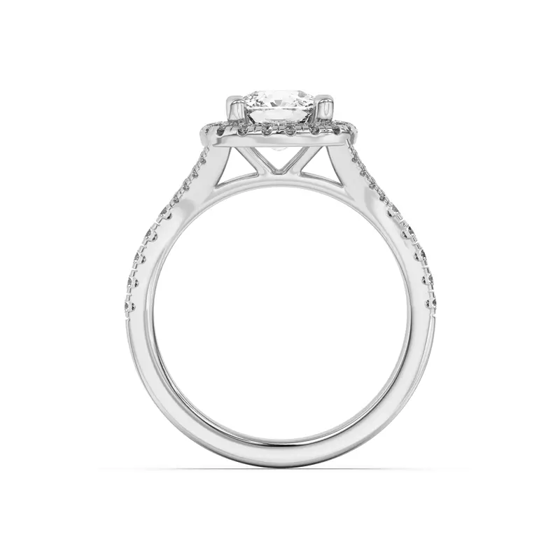 14K White Gold Sue Timeless Halo Engagement Ring