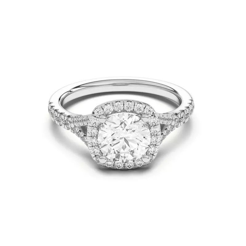 14K White Gold Sue Timeless Halo Engagement Ring