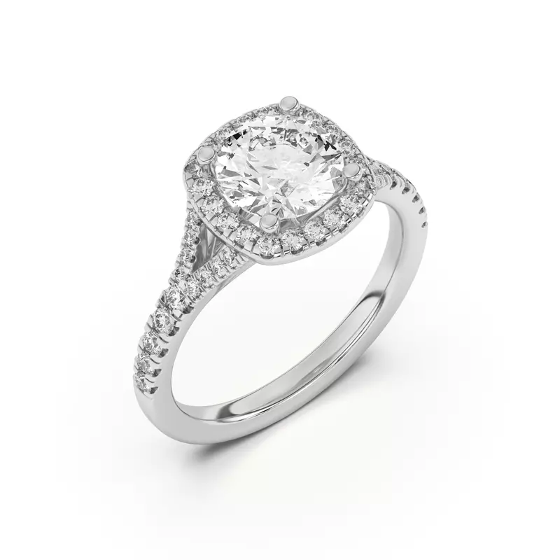 14K White Gold Sue Timeless Halo Engagement Ring