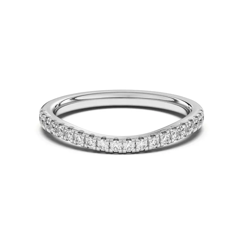 14K White Gold Sue Curved Pavé Band