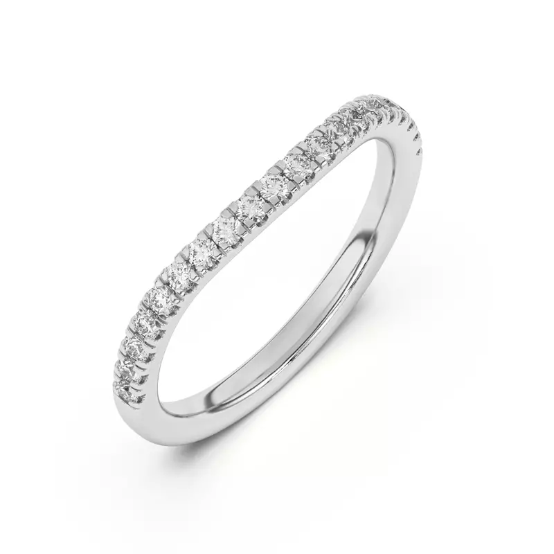 14K White Gold Sue Curved Pavé Band