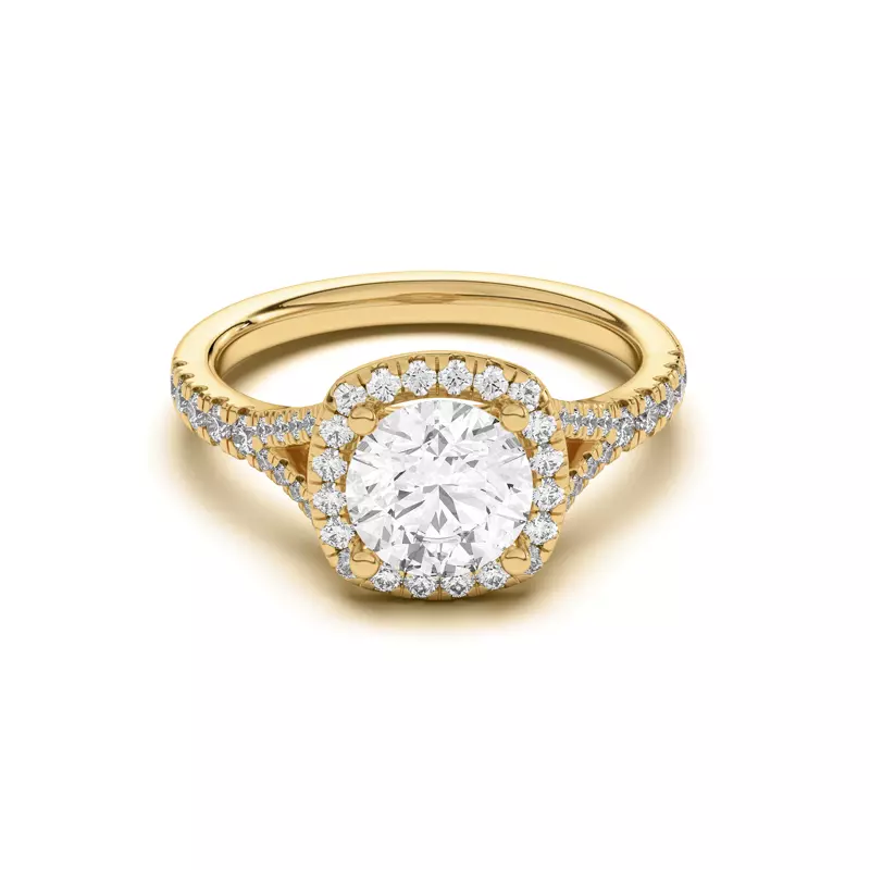 14K Yellow Gold Sue Timeless Halo Engagement Ring