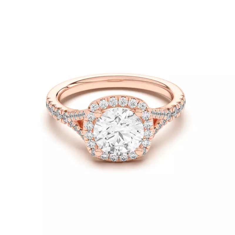 18K Rose Gold Sue Timeless Halo Engagement Ring
