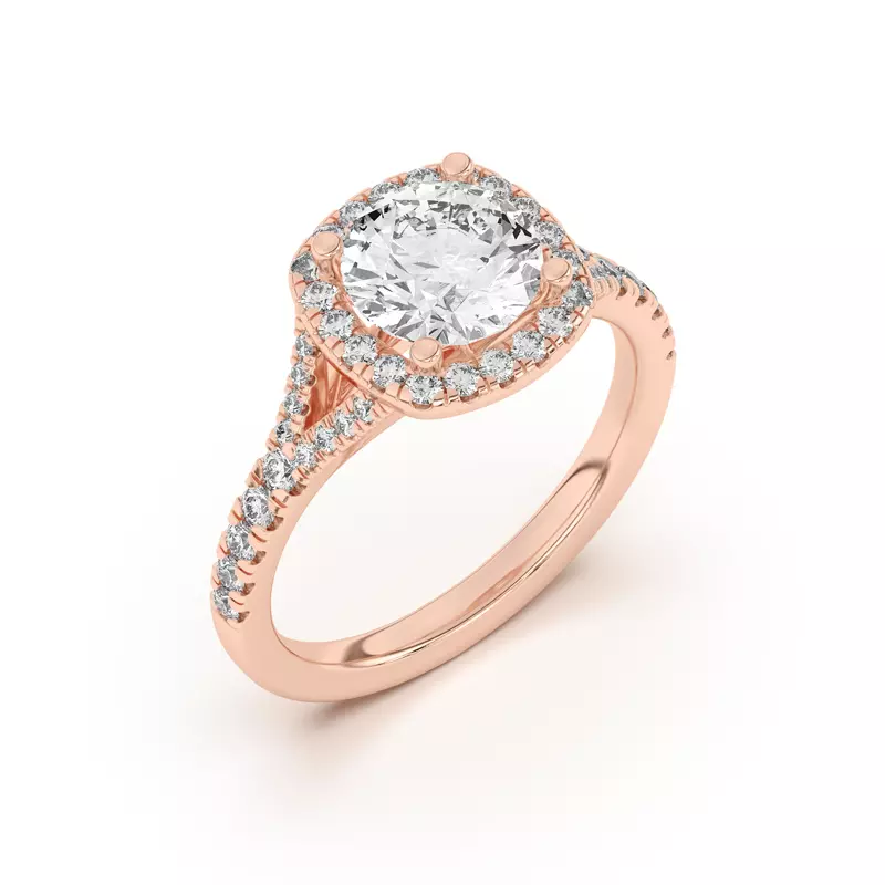 18K Rose Gold Sue Timeless Halo Engagement Ring