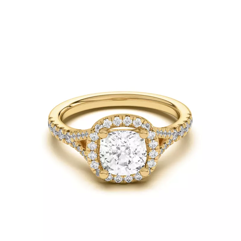 18K Yellow Gold Sue Timeless Halo Engagement Ring