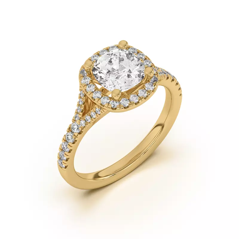 18K Yellow Gold Sue Timeless Halo Engagement Ring