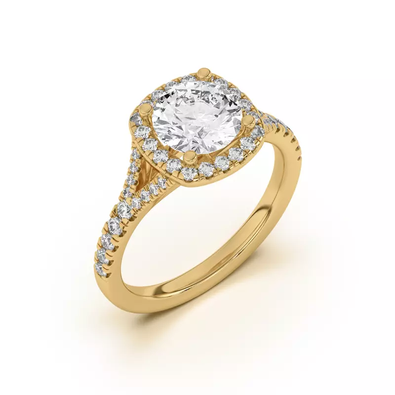 18K Yellow Gold Sue Timeless Halo Engagement Ring