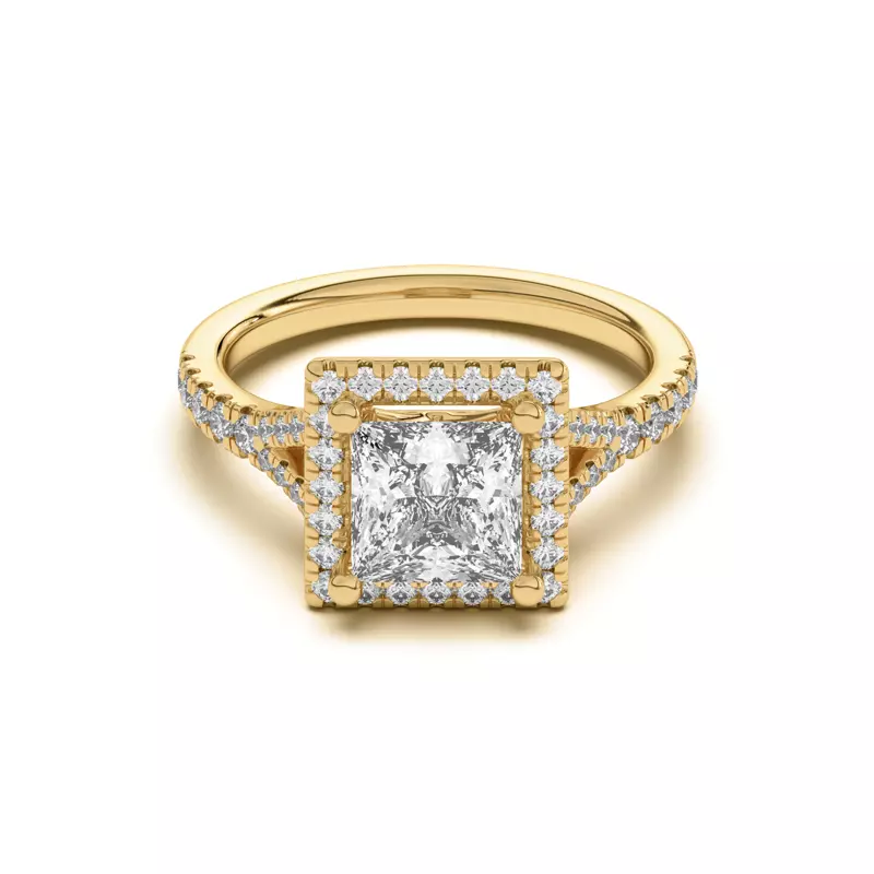 18K Yellow Gold Sue Timeless Halo Engagement Ring