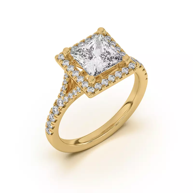 18K Yellow Gold Sue Timeless Halo Engagement Ring