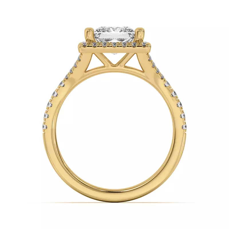 18K Yellow Gold Sue Timeless Halo Engagement Ring