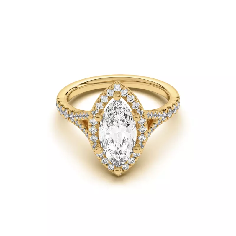 18K Yellow Gold Sue Timeless Halo Engagement Ring