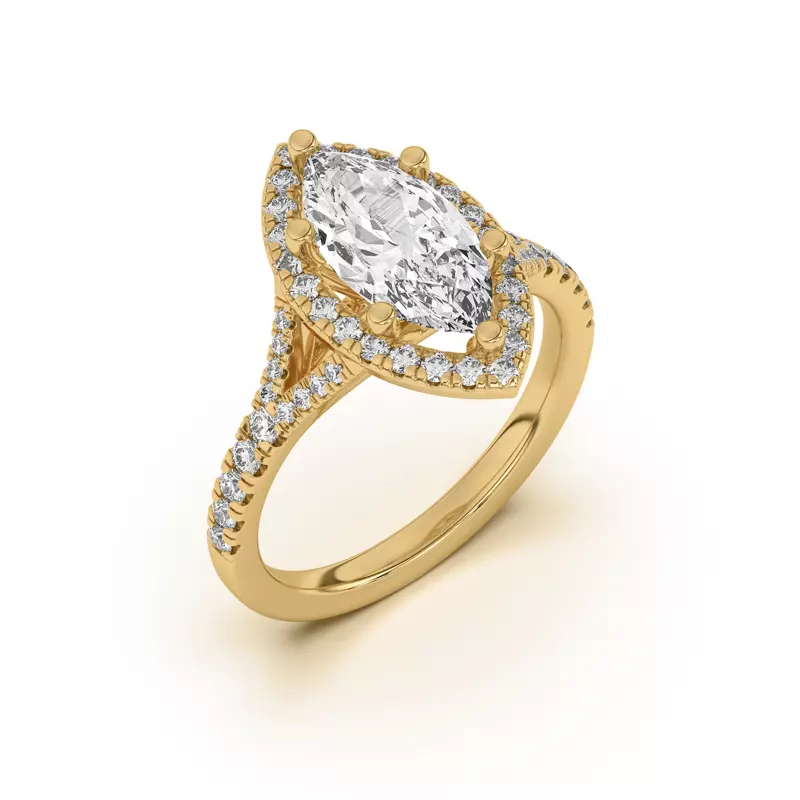 18K Yellow Gold Sue Timeless Halo Engagement Ring