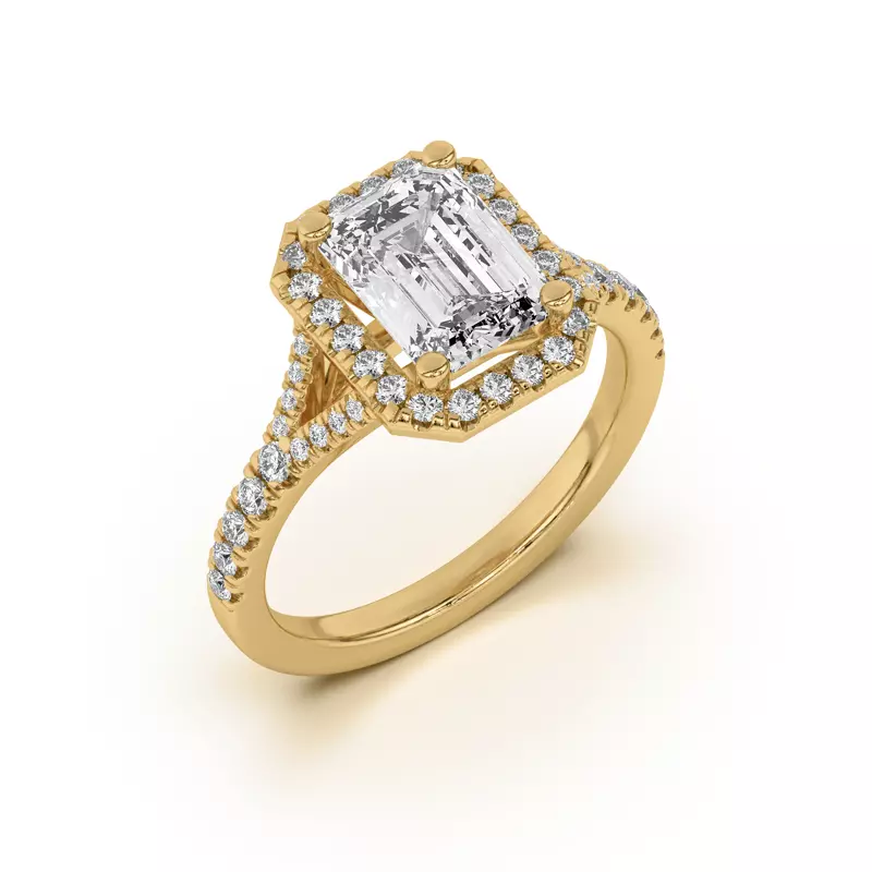 18K Yellow Gold Sue Timeless Halo Engagement Ring