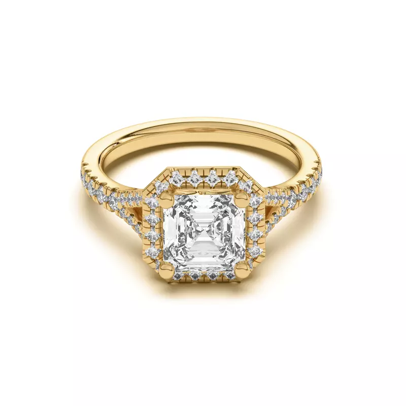 18K Yellow Gold Sue Timeless Halo Engagement Ring