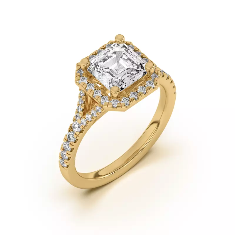 18K Yellow Gold Sue Timeless Halo Engagement Ring