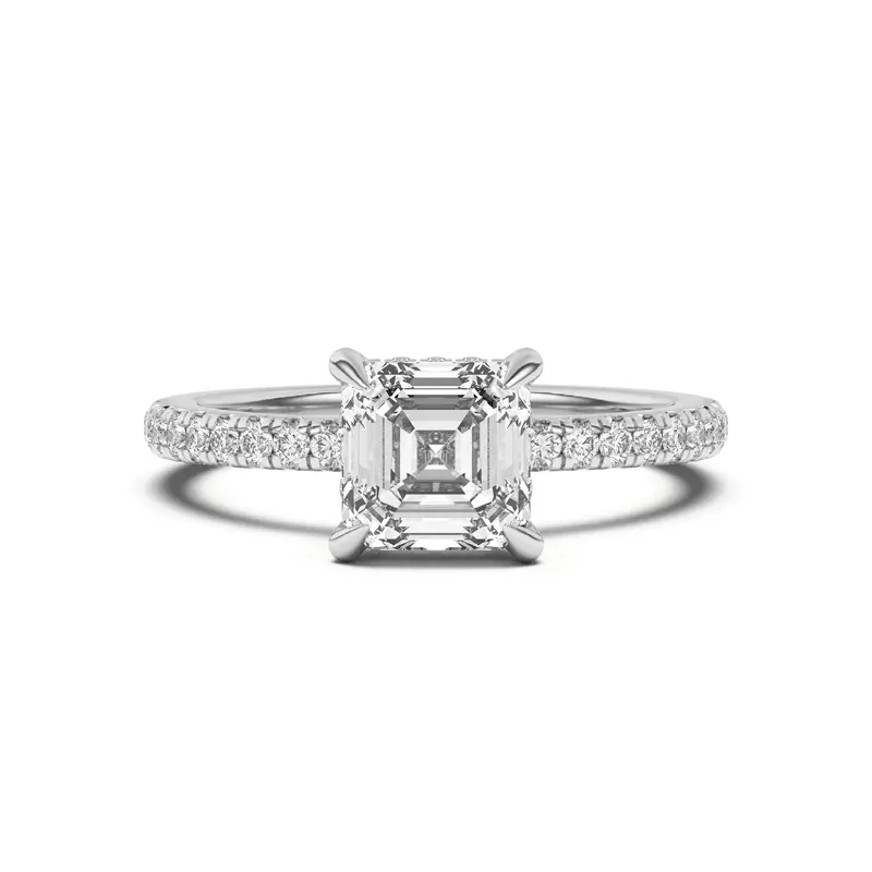 14K White Gold Diane Pavé Hidden Halo Engagement Ring