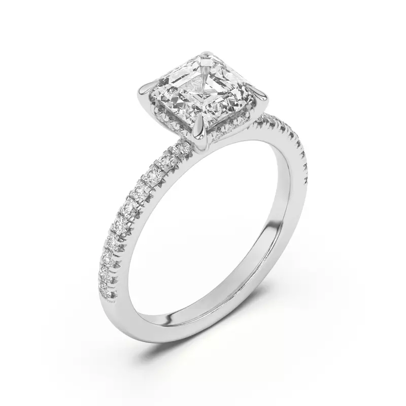 14K White Gold Diane Pavé Hidden Halo Engagement Ring