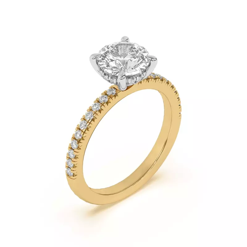 Yellow Gold 14k & White Gold 14k Diane Pavé Hidden Halo Two-Tone Engagement Ring