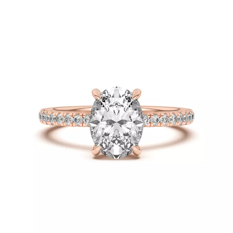 18K Rose Gold Diane Pavé Hidden Halo Engagement Ring