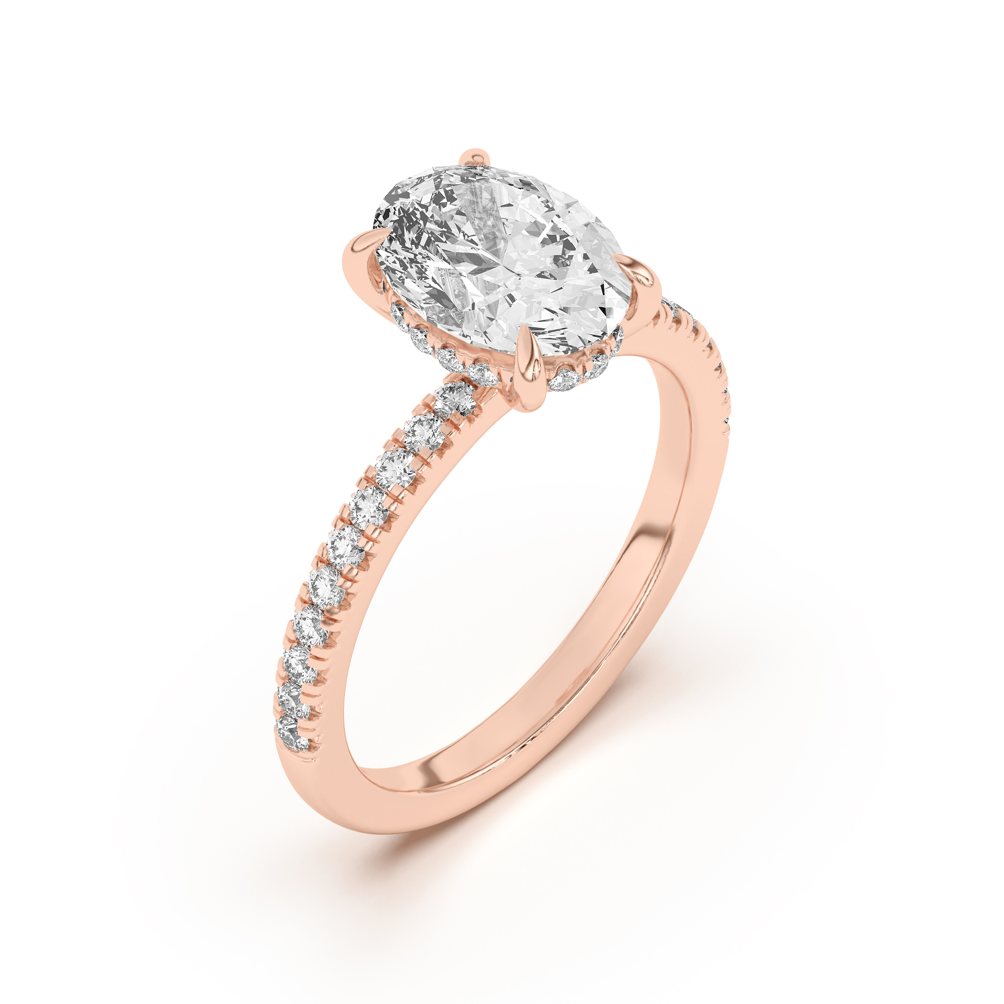18K Rose Gold Diane Pavé Hidden Halo Engagement Ring