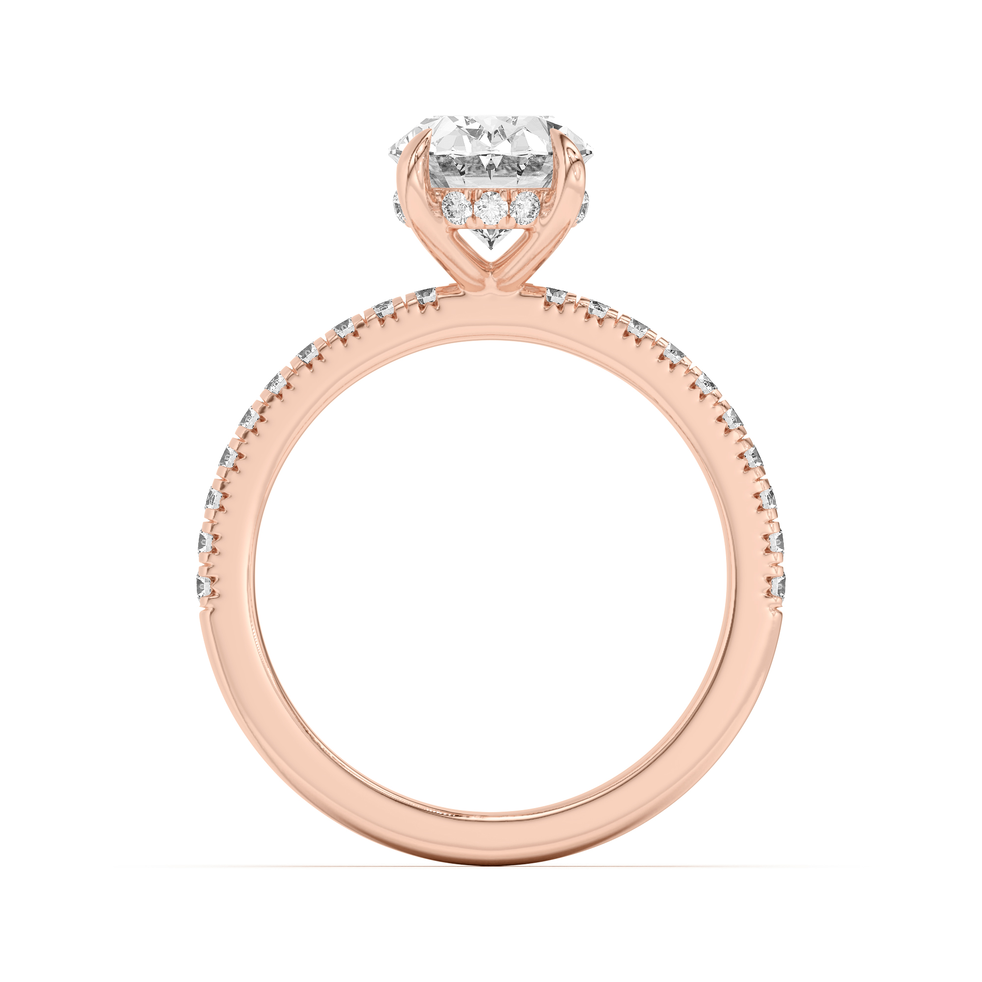 18K Rose Gold Diane Pavé Hidden Halo Engagement Ring