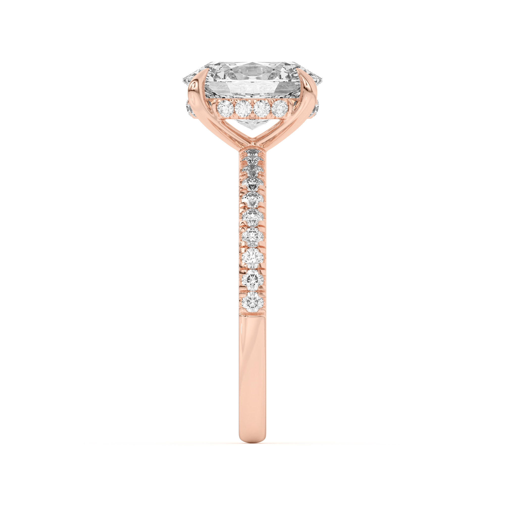 18K Rose Gold Diane Pavé Hidden Halo Engagement Ring