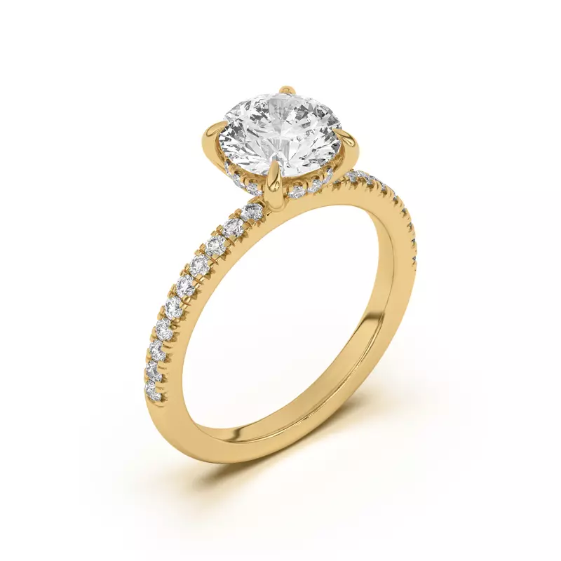 18K Yellow Gold Diane Pavé Hidden Halo Engagement Ring