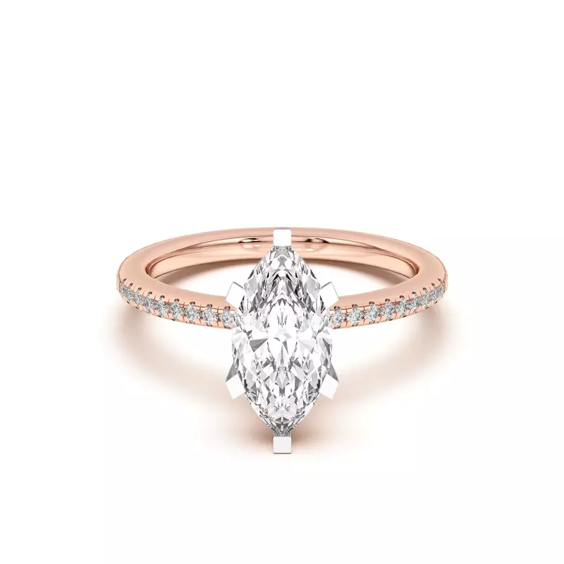 Rose Gold 14k & White Gold 14k Meryl Petite Pavé Engagement Ring
