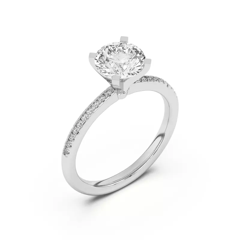 14K White Gold Meryl Petite Pavé Engagement Ring