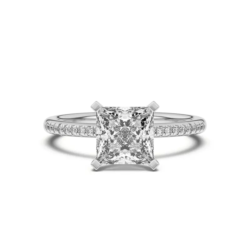 14K White Gold Meryl Petite Pavé Engagement Ring